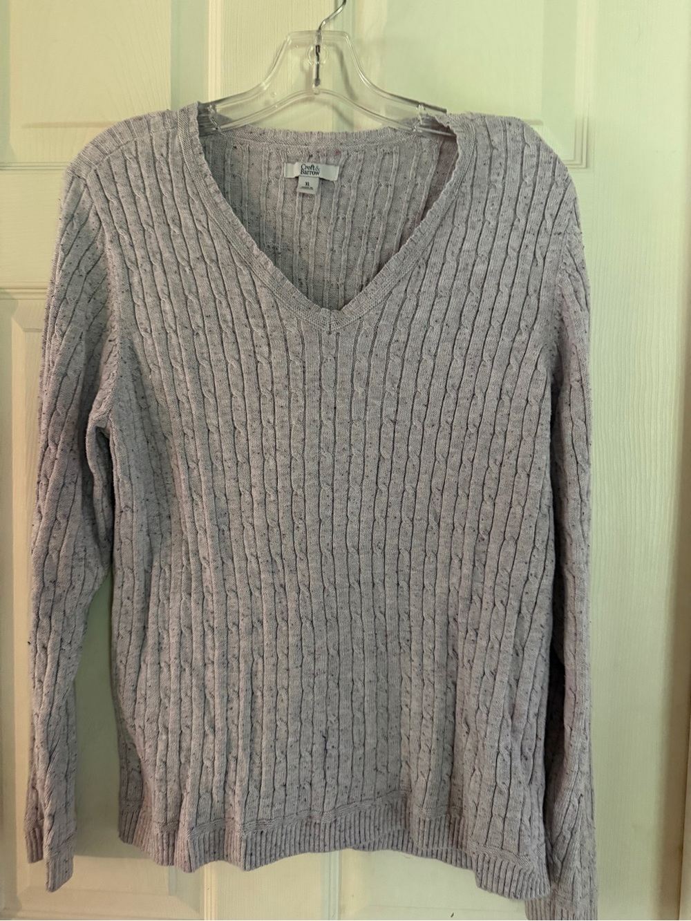 croft & barrow Light Lavender Cable V-Neck Sweater